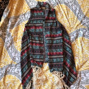 R Cinco Ranch aztec vest with fringe